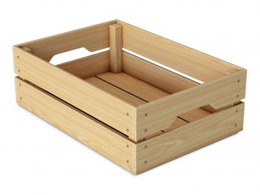 Beyaz arka plan üzerinde 3d render izole ahşap sandık