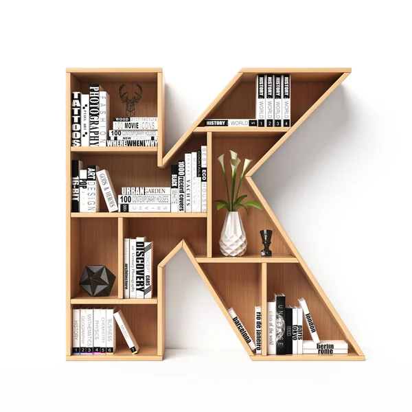 Boekenkasten Lettertype Alfabet Vorm Van Boekenplanken Mockup Lettertype Letter Rendering — Stockfoto