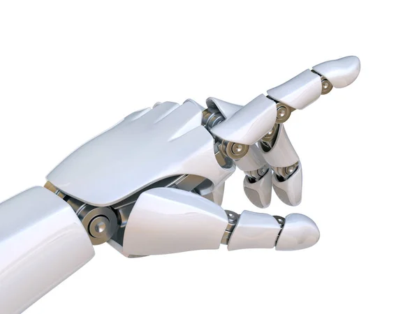 Roboterhand Zeigt Zeigefinger Berührende Geste Rendering — Stockfoto