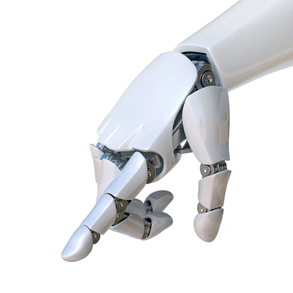 Robot Hand Pointing Index Finger Touching Gesture Rendering — Stock Photo, Image