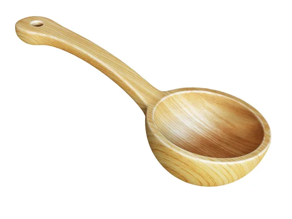 Wooden Ladle Retro Style Kitchen Spoon Rendering — Stock Photo, Image