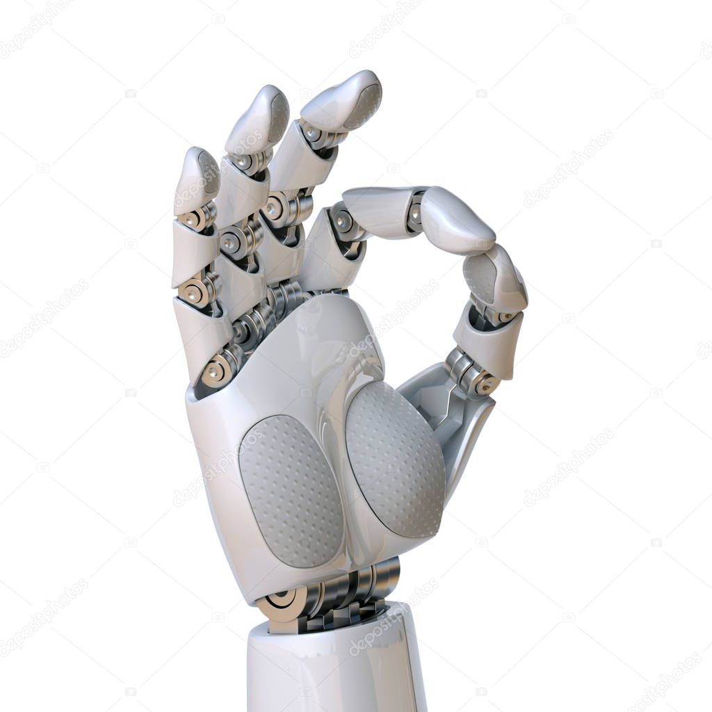 Robot hand OK sign 3d rendering