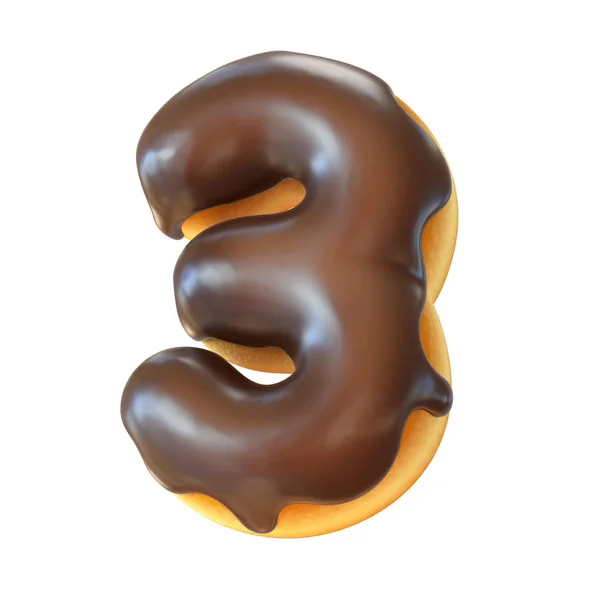 Glaserade Donut Teckensnitt Rendering Nummer — Stockfoto