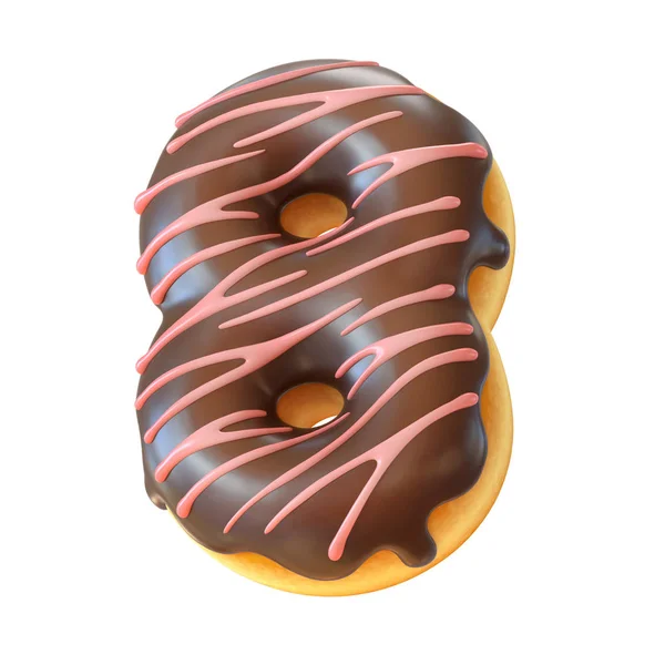 Fonte Donut Vitrificado Renderização Número — Fotografia de Stock