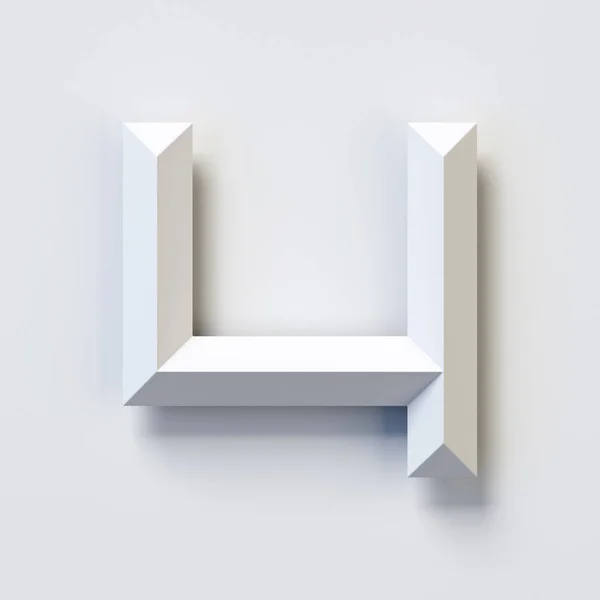 Numero Carattere Tridimensionale Quadrato Bianco Semplice Geometrico Ombra Fusione Sulla — Foto Stock