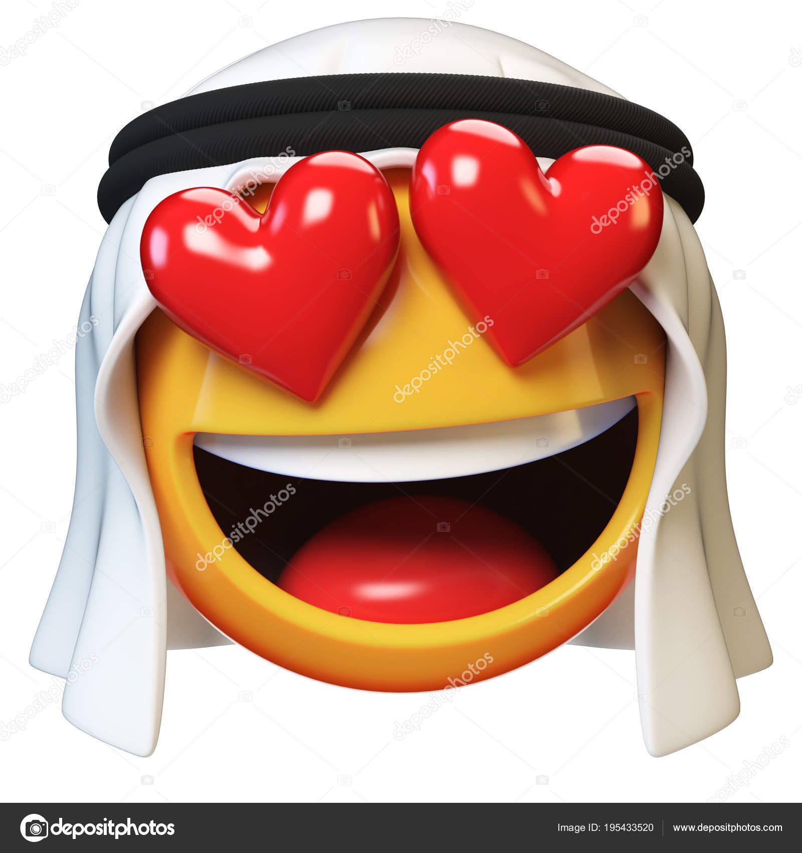 Falling Love Arab Emoji Isolated White Background Heart Shaped
