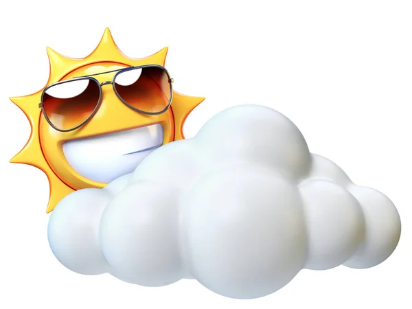 Wetter Ikone Sonnig Mit Wolken Sonne Emoji Mit Cartoon Wolke — Stockfoto