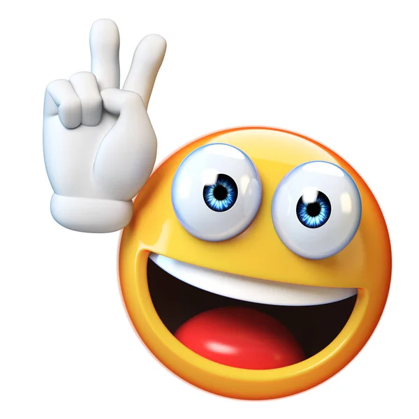 Vrede Emoji Geïsoleerd Een Witte Achtergrond Overwinning Emoticon Rendering — Stockfoto