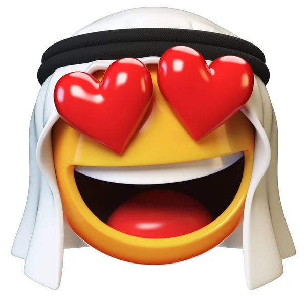 Het Vallen Liefde Arabische Emoji Geïsoleerd Een Witte Achtergrond Vormige — Stockfoto