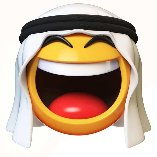 Arab Emoji Isolated White Background Lol Arabian Face Emoticon Rendering — Stock Photo, Image