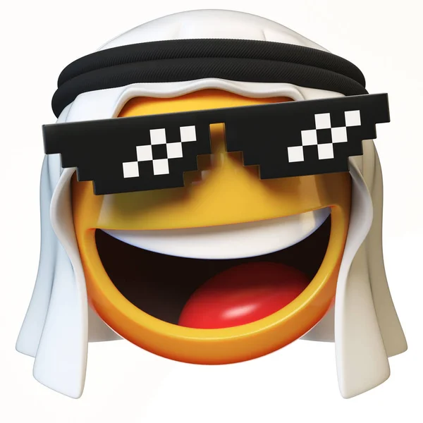 Arab Emoji Foglalkozni Vele Szemüveg Elszigetelt Fehér Background Mosolygós Arab — Stock Fotó