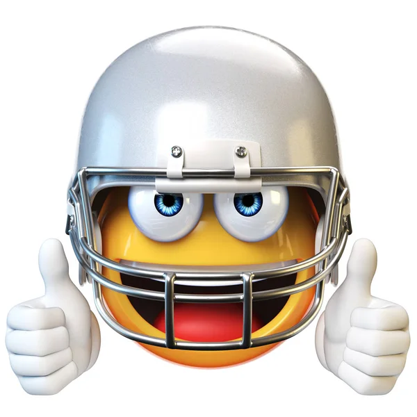 American Football Emoji Isoliert Auf Weißem Hintergrund Emoticon Mit Fußballhelm — Stockfoto