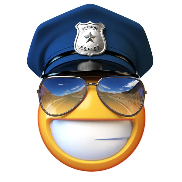 Policial Emoji Isolado Fundo Branco Policial Com Óculos Sol Emoticon — Fotografia de Stock