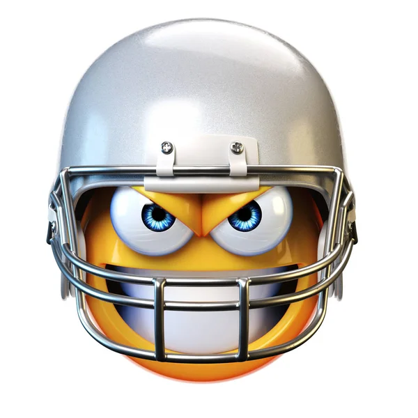 American Football Emoji Isolated White Background Emoticon Football Helmet Rendering — Stock Photo, Image
