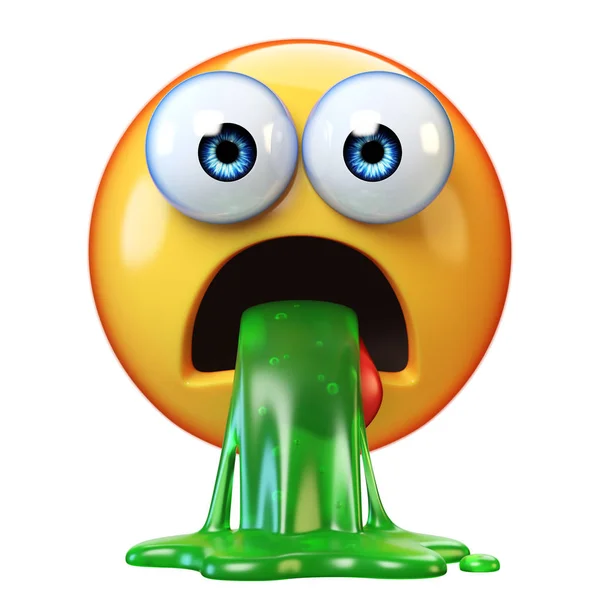 Emoji Vomitando Isolado Fundo Branco Emoticon Repugnante Doente Vomitando Emoji — Fotografia de Stock