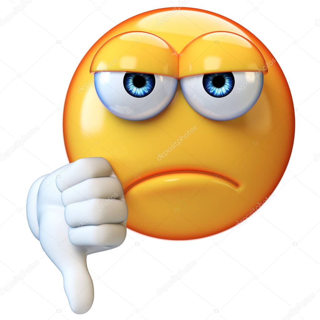 Daumen Sie Nach Unten Isoliert Auf Weißem Hintergrund Emoticon Geben