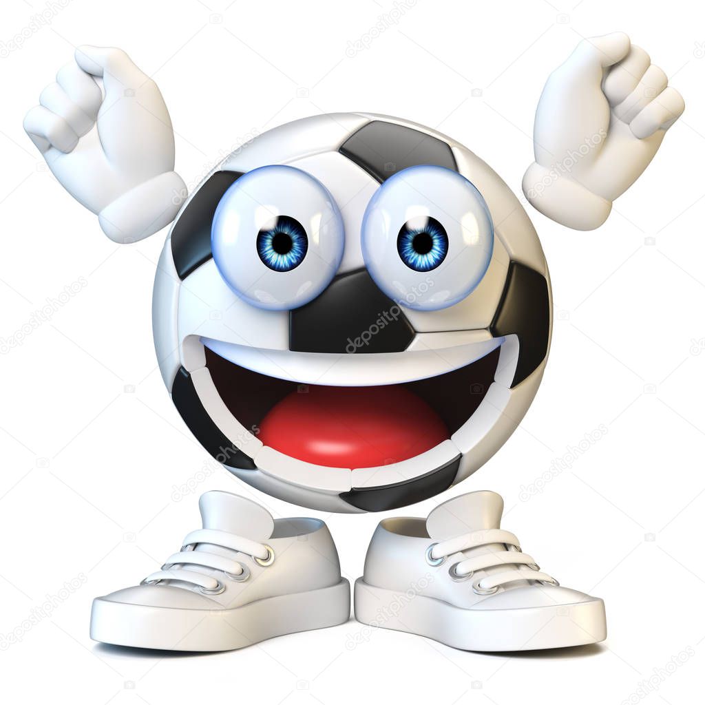 Fußball Fußball Mit Cartoon Gesicht Sport Emoji Fußball ...