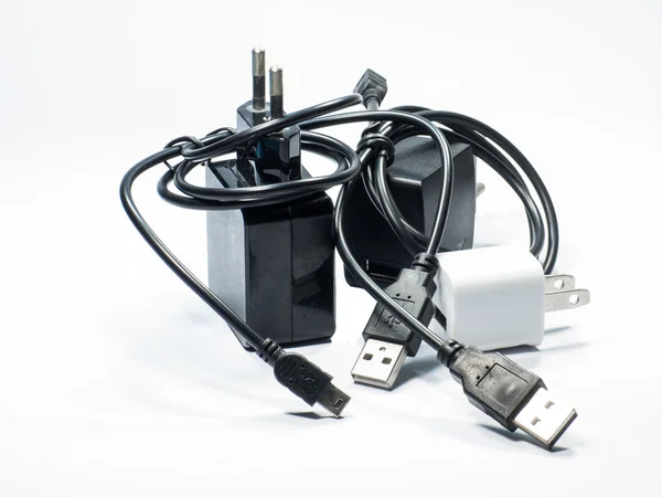 Carregador adaptador com cabo USB — Fotografia de Stock