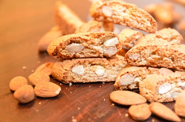 Biscotti Dolci Con Mandorle Cantuccini Toscana — Foto Stock