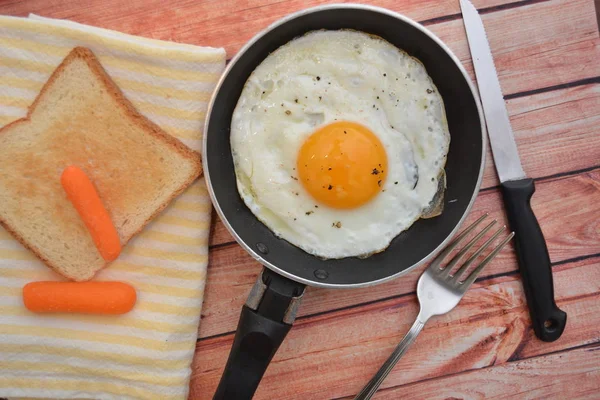 Huevo Cocinado Una Sartén Desayuno Comida —  Fotos de Stock