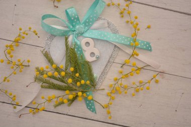 Kadınların bayram günü 8 Mart mimoza çiçeği