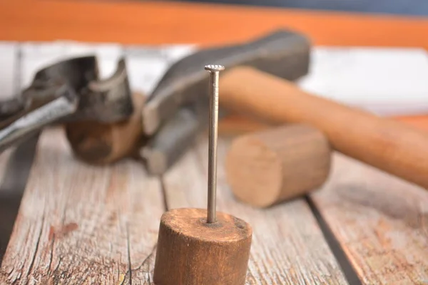 carpenter work tools hammer nail pincer