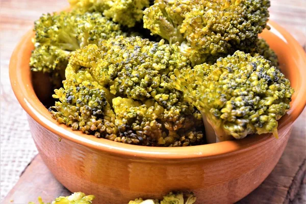 Broccoli Cotti Cibo Vegetale Fresco Vegetariano — Foto Stock