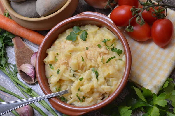 pasta with potatoes italian dish vegetable food