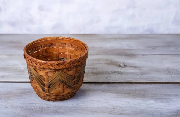 Handamade Wood Plant Basket Flowers Home — Stock Photo, Image