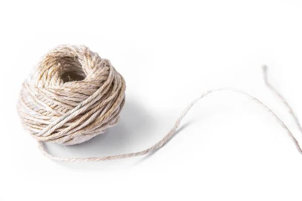 Roll Hemp Rope White Backgroung — Stock Photo, Image