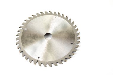 Circular saw blade for wood work isolated on white clipart