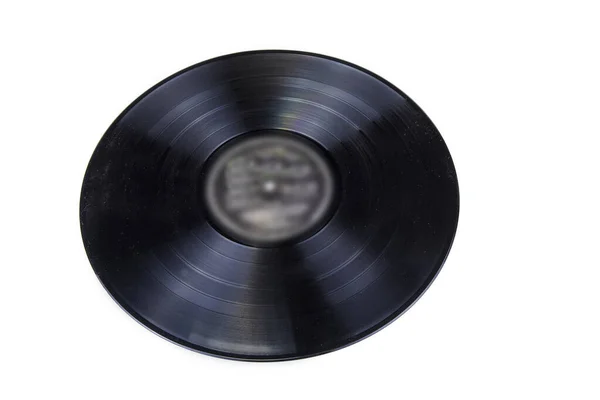 Černá Vinylová Deska Bílém Pozadí — Stock fotografie