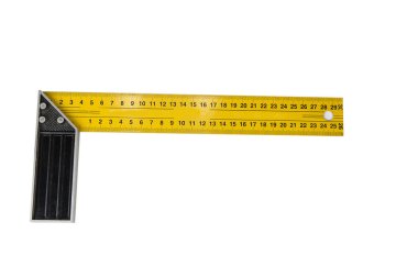 Beyaz arkaplanda marangoz cetvel L şekli