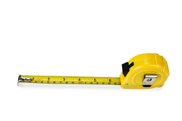 Yellow rolling meter on the white background