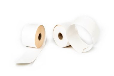 Hesap makinesi veya beyaz üzerine kasiyer için kağıt rulo