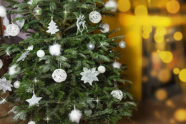 Detail Van Kerstboom Met Open Haard — Stockfoto