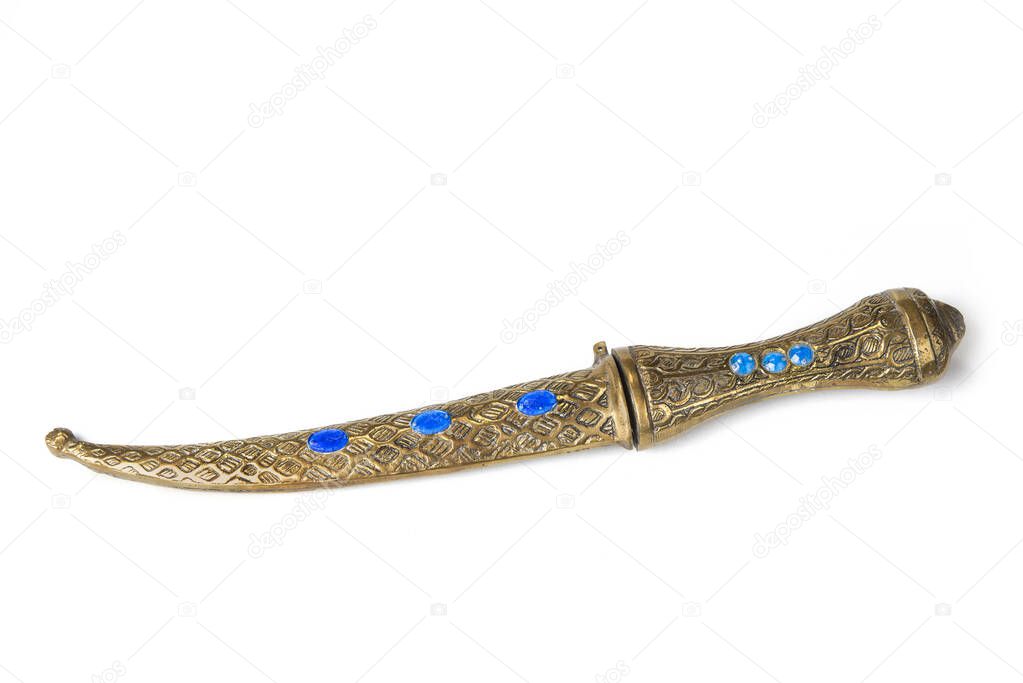Vintage knife from ottoman empire in the white background