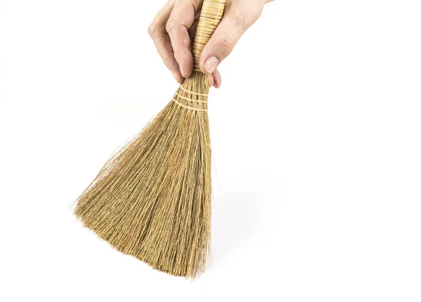 Small Hand Broom Household Cleaning White — Stock Photo, Image