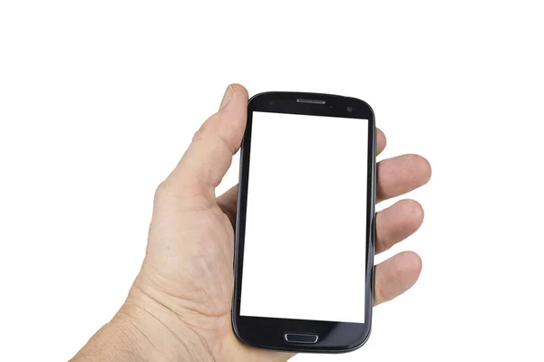 Smartphone Mão Com Espaço Cópia Para Texto — Fotografia de Stock