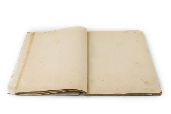 Livro Aberto Velho Com Páginas Amarelas Vintage Branco — Fotografia de Stock