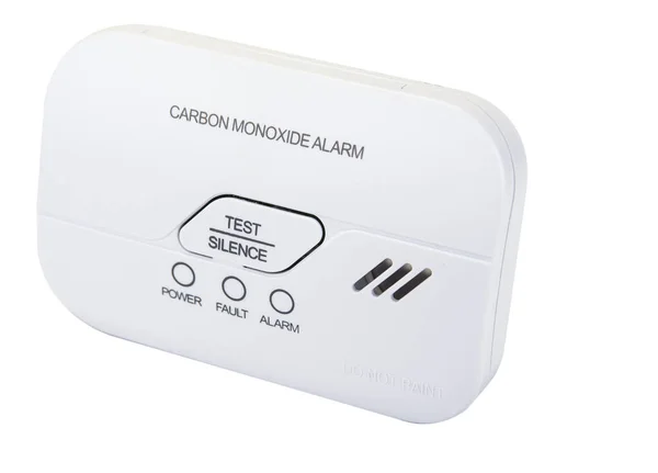 Karbon Monoksit Alarmı Beyazlar Üzerinde Güvenli Uyku Için — Stok fotoğraf
