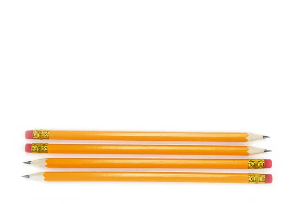 Crayons Jaunes Avec Gomme Sur Fond Blanc — Photo