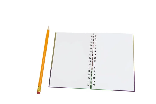 Opened Notepad Pen Pencil White Background — Stock fotografie