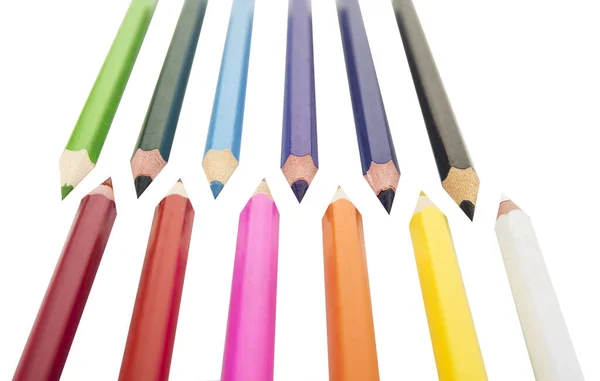 Crayons Couleur Affûtés Sur Fond Blanc — Photo
