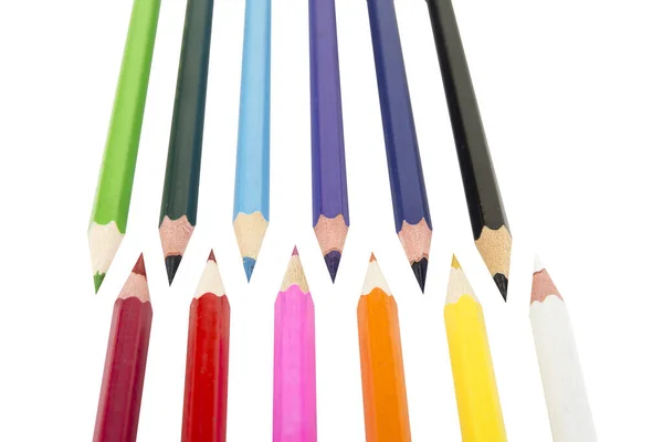 Crayons Couleur Affûtés Sur Fond Blanc — Photo