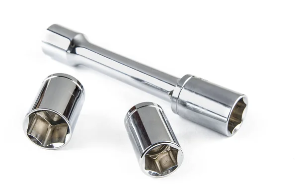 Set Stainless Steel Hex Sockets Torque Wrench — Stock Photo, Image