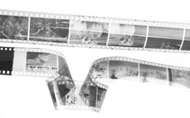 Eski negatif 35 mm siyah beyaz film şeridi