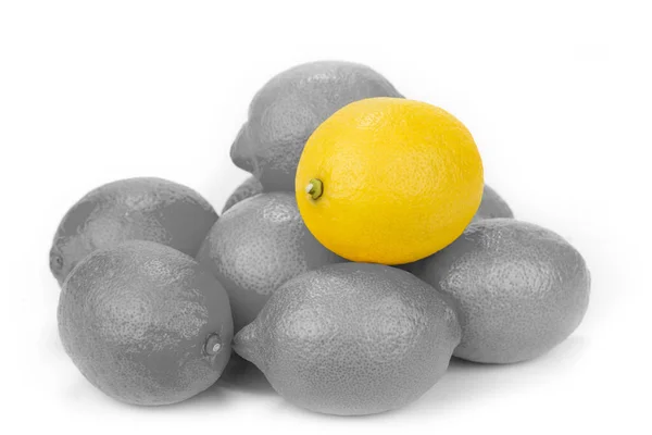 Black White Lemons Oranges Friut Color One — Stock Photo, Image