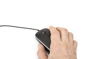 Beyaz kablosu olan bilgisayar faresi