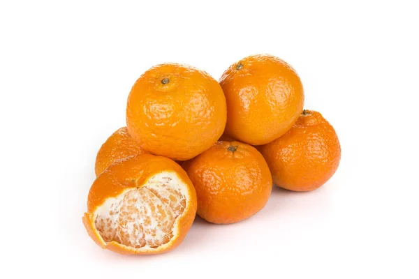 Stack Tangerine One Partially Peeled — Stock Photo, Image